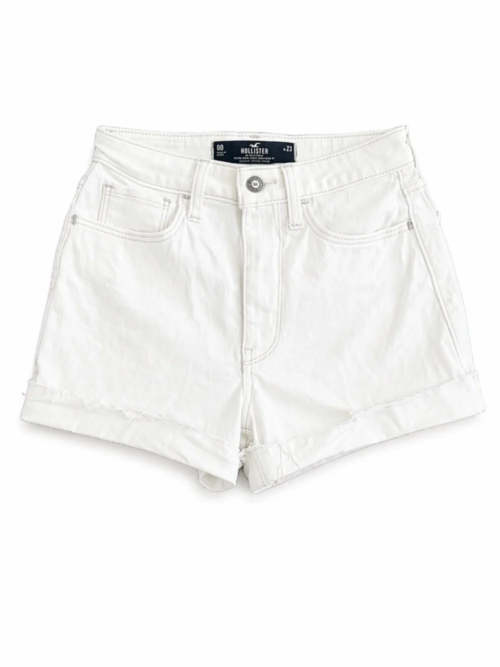 Hollister Women’s Ultra High Rise Mom Shorts White Cuffed W‎ 23 00